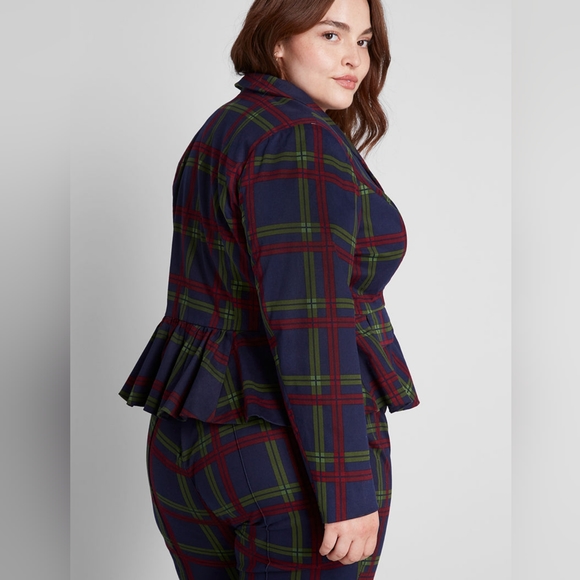Modcloth X Collectif Plaid-Minded Peplum Skirted Blazer - Picture 2 of 11
